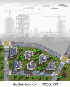 new district with a residential high-rise houses to be built