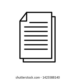 New document icon for design simple emblem isolated , paper black line illustration eps 10 background white