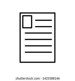 New document icon for design simple emblem isolated , paper black line illustration eps 10 background white