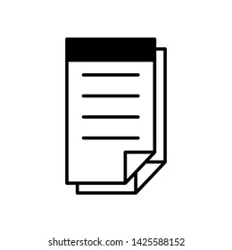 New document icon for design simple emblem isolated , paper black line illustration eps 10 background white