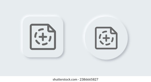 New document line icon in neomorphic design style. Add signs vector illustration.