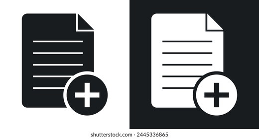 New Document and Page Addition Icons. File Expansion and Creation Symbols.