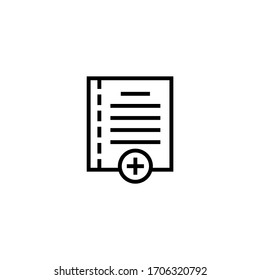 New document vector icon in linear, outline icon isolated on white background