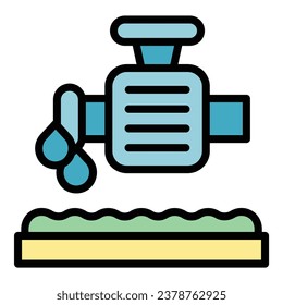 New drip system icon outline vector. Water garden. Farm pipe color flat