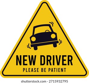 Nueva señal de advertencia del conductor para la Ilustración vectorial de seguridad del automóvil y conciencia vial 