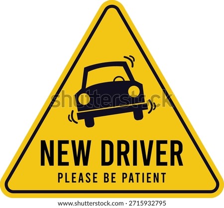 New Driver Warning Sign for Car Safety and Road Awareness Vector Illustration 