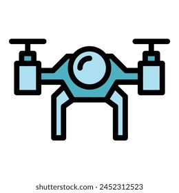 New drone icon outline vector. City air. Camera copter color flat