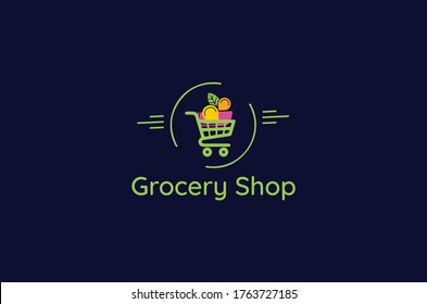 new eco green grocery store logo,fast delivery logo design, grocery creative template,groceries for corporate identity, restaurant, cafe, shop, vector Illustration,online shop logo,grocery logo idea