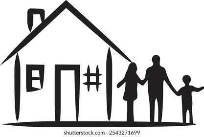New eco-friendly family home icon, property insurance investment and real estate concept
