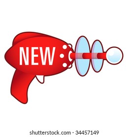 New e-commerce icon on laser raygun vector illustration in retro 1950's style.