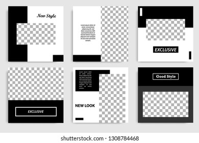 New Editable minimal square banner template. Black and white background color. Suitable for social media post and web/internet ads. Vector illustration with photo college.