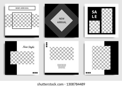 New Editable minimal square banner template. Black and white background color. Suitable for social media post and web/internet ads. Vector illustration with photo college.