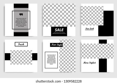 New Editable minimal square banner template. Black and white background color. Suitable for social media post and web/internet ads. Vector illustration with photo college.