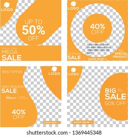 New Editable minimal square banner template.  yellow background color. Suitable for social media post and web/internet ads. Vector illustration with photo college. - Vector