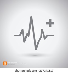 New Electrocardiogram, Ecg Or Ekg - Medical Sign With Shadow Vector Icon Design