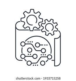 New Electronic Development. Advanced Hardware. Vector Linear Icon Illustration Isolated On White Background.