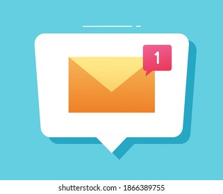 New electronic mail vector notification icon or new email message notice bubble, modern inbox incoming digital unread letter illustration design