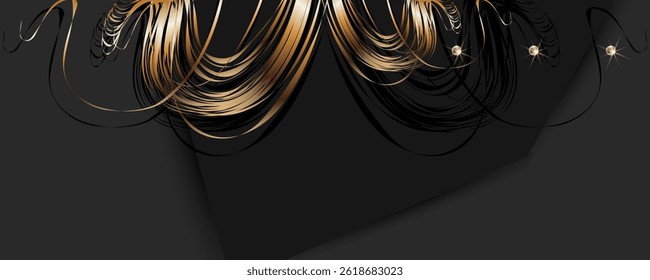 New elegant jewelry stylish Christmas gold design black background abstract shiny color golden