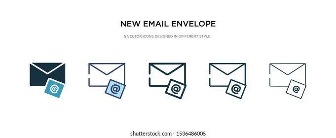 new email envelope icon in different style vector illustration. two colored and black new email envelope vector icons designed in filled, outline, line and stroke style can be used for web, mobile,