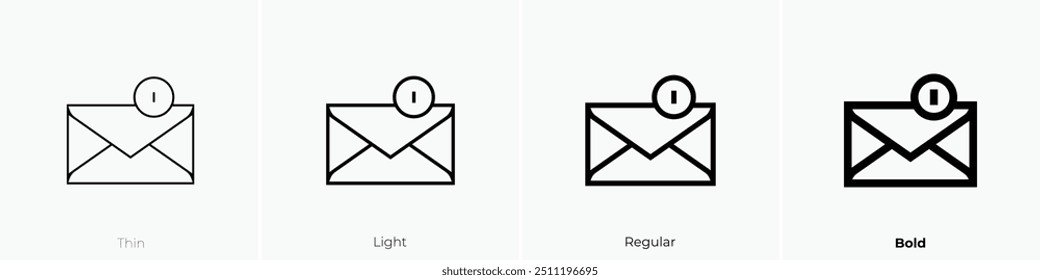 new email icon. Thin, Light Regular And Bold style design isolated on white background