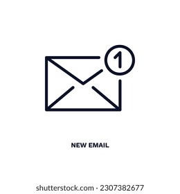 nuevo icono de correo electrónico. Línea delgada nuevo icono de correo electrónico de la colección de educación y ciencia. Vector de contorno aislado en fondo blanco. Se puede usar un nuevo símbolo de correo electrónico modificable web y móvil