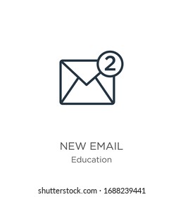 New email icon. Thin linear new email outline icon isolated on white background from education collection. Line vector sign, symbol for web and mobile