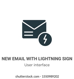 New email with lightning sign vector icon on white background. Flat vector new email with lightning sign icon symbol sign from modern user interface collection for mobile concept and web apps design.