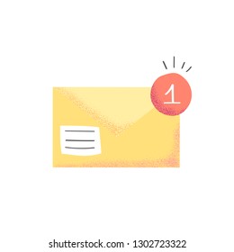 New Email, mail, Inbox message, sms with red alert. Mail notification, sending messages via internet, communication, sharing spam, news and information. Modern trendy colorful vector in flat design.