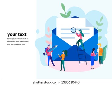 New email message, Chatting, Businessman vector illustration. Working process, mail notification. Social network, chat, business people reading letter, New incoming message, sms, spam. male.