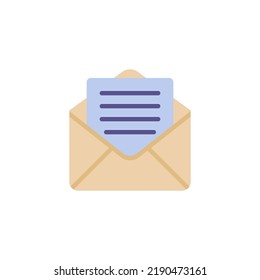 New email message flat icon, vector sign, open envelope mail colorful pictogram isolated on white. Symbol, logo illustration. Flat style design