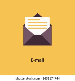 New email message icon isolated, flat cartoon envelope with open mail