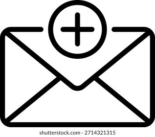 Nuevo icono de mensaje de correo electrónico con signo más