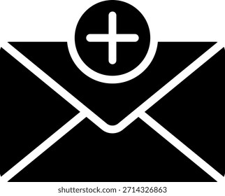 Nuevo icono de mensaje de correo electrónico con signo más