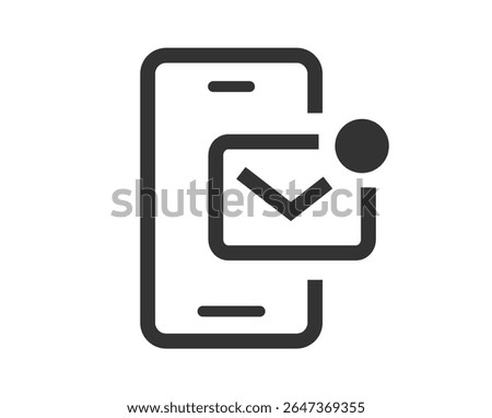 New email message line stroke icon on mobile cell phone vector simple graphic pictogram, cellphone smartphone incoming outline thin linear mail letter sign symbol, unread sms notification notice