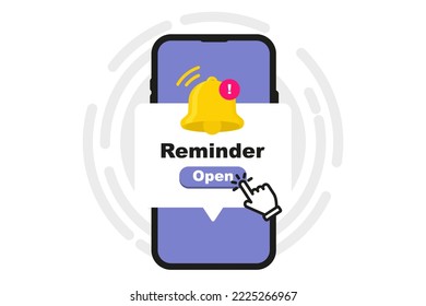 New email message on the phone. Notification concept of new message or other notice. Alert notification with exclamation sign on the smartphone screen. Danger error alerts, virus or insecure messaging