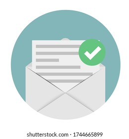 New Email notification concept with envelope and Green check mark . Vector illustration EPS10