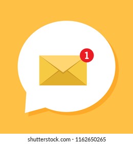 New email notification, flat design illustration