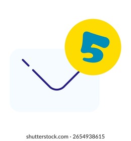 Nuevo ícono de notificación por correo electrónico con el número cinco
