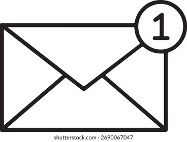 Nuevo ícono de notificación por correo electrónico con el número uno