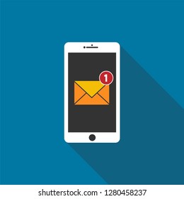 New email notification on mobile phone vector illustration