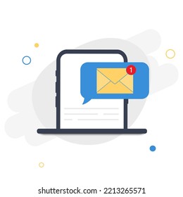 New Email Notification On Mobile Phone, Smartphone Screen With New Unread Email And Read Envelope Icons, Inbox Concept