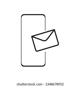 New email notification on smartphone screen. Vector illustration. Incoming post or sms.