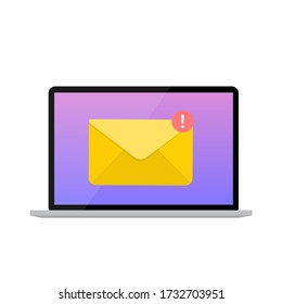 New Email on the laptop screen notification concept. Vector illustration EPS10