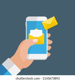 New Email on the smartphone screen notification concept. Vector illustration EPS10