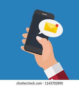New Email  on the smartphone screen notification concept. Vector illustration EPS10
