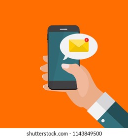 New Email  on the smartphone screen notification concept. Vector illustration EPS10