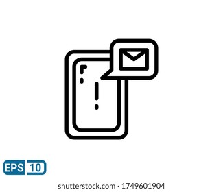 new email on the smartphone screen icon in line style isolated on white background. EPS 10