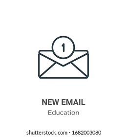 Nuevo icono vectorial de esquema de correo electrónico. Icono de correo electrónico nuevo en línea delgada, ilustración de elemento simple vector plano del concepto de educación editable trazo aislado en fondo blanco