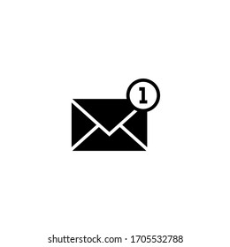 Icono de nuevo vector de correo electrónico en un icono de diseño plano sólido negro aislado en fondo blanco