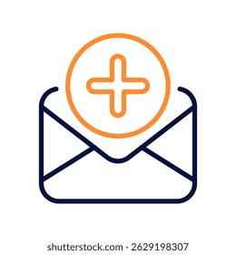New Email Vector for Incoming Message and Mail Notification. Envelope icon with alert badge, fresh message and digital paperwork. Line Duo Tone Icon